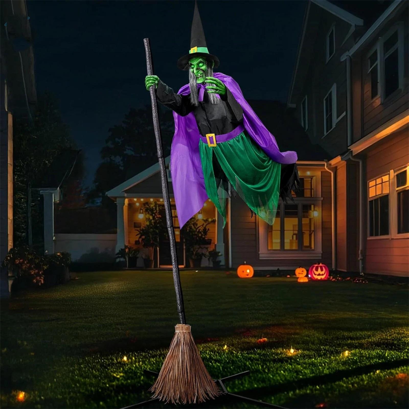 Halloween animated hovering witch purple prop