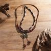 2pcs/set Elegant Vintage Necklace Neckwear with Adjustable Chain and Natural Stone Beads for Daily & Parties Wear