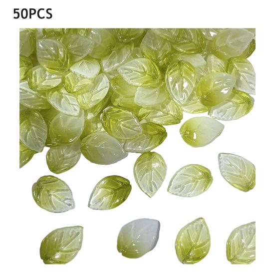 50Pcs Glass Camellia Tea Pendant 26 x 18mm Leaf Size DIY Jewelry Making Beads Set for Necklaces Bracelets Earrings