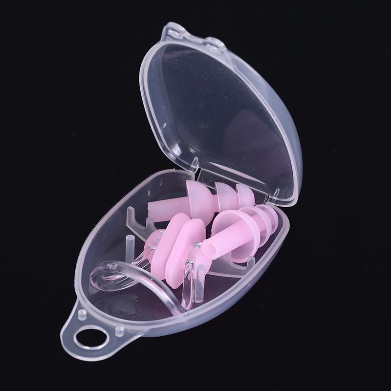 

1 комплект Водонепроникний м’який силіконовий набір для плавання Затиск для носа Інструмент для затичка для вуха рожевий
