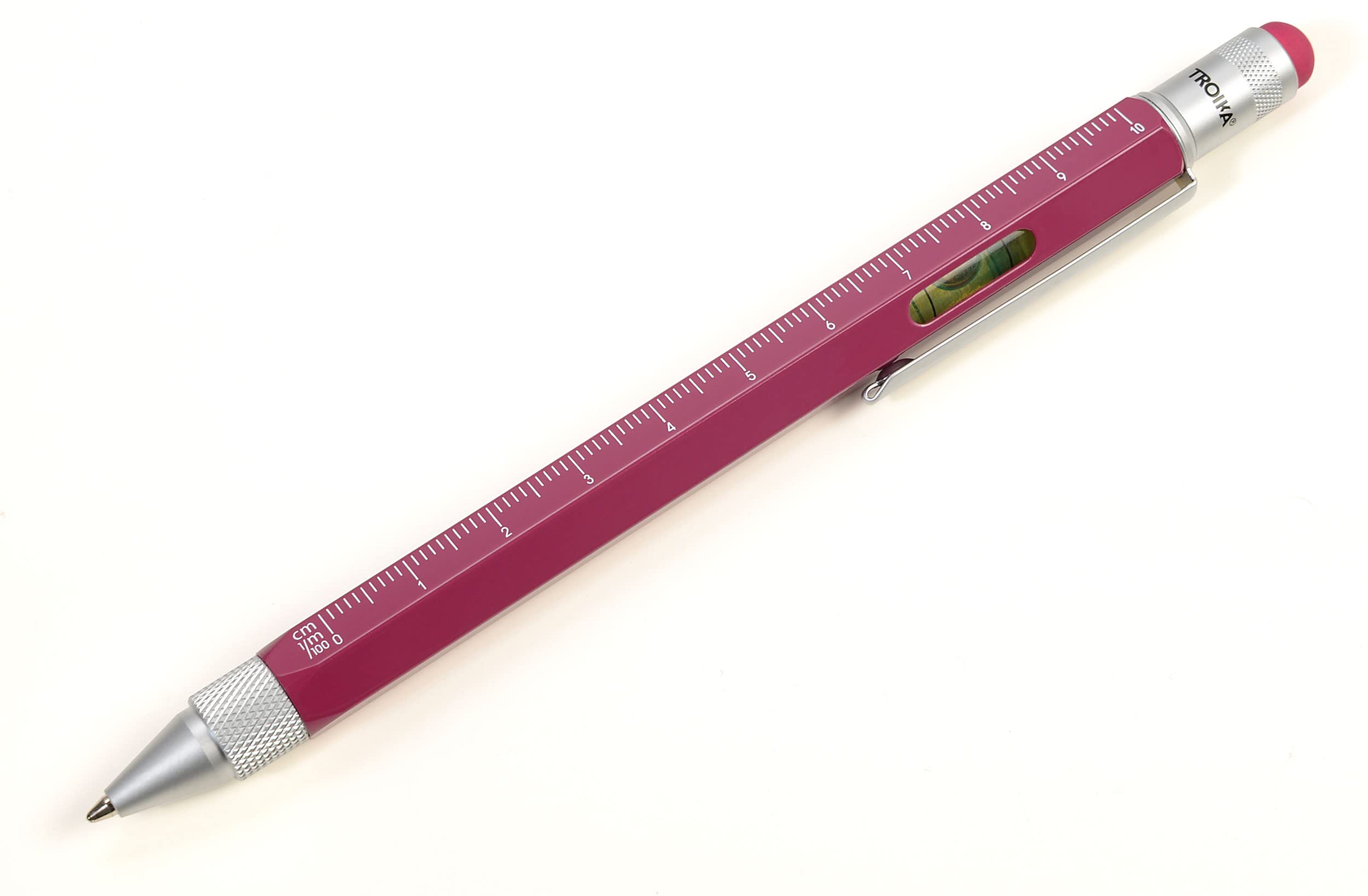 

TROIKA Multi-function Ballpoint Pen with Centimeter/Inch Ruler, Level, and Spirit Level, Construction, Orchid Flower Design