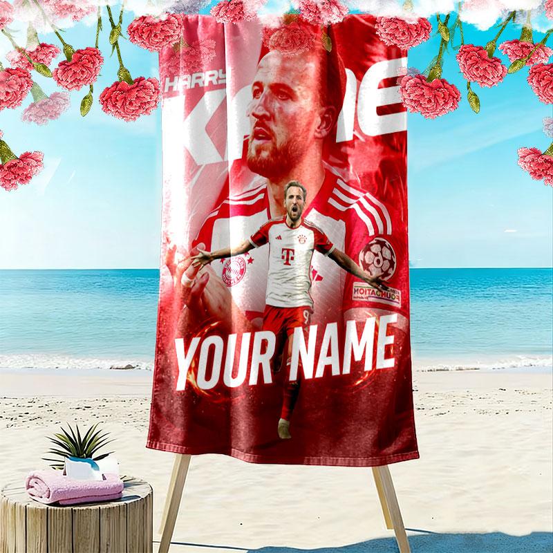 Custom Soccer Print Beach Towel, Large Soft Quick Dry Towel for Beach Camping Swimming