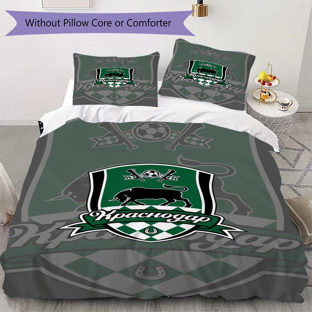Fc Krasnodar Pattern Bedding uilt Set uilt Cover Pillowcase Home Decoration Birthday Gift (1*duvet cover + 2*pillowcase without core)