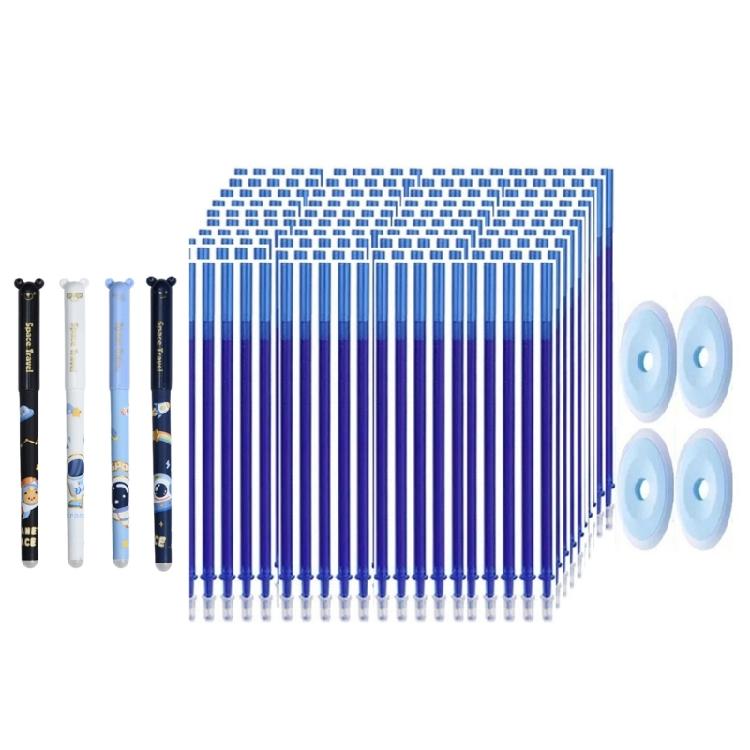 4Pieces Cartoon Gel Pen with Pen Refills and Eraser Erasable Gel Pen 0.5mm Needle Tip Office Writing Pen for Writing