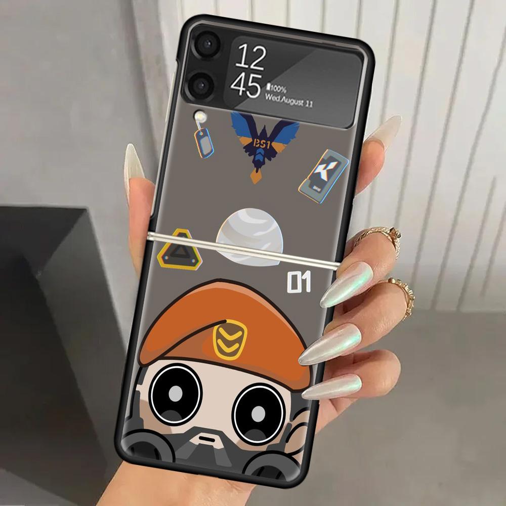 Game Valorant Cute Hard PC Phone Case For Samsung Galaxy Z Flip 7 6 5 4 3 Black ZFlip7 ZFlip6 Flip5 Flip4 Flip3 5G Print Cover G