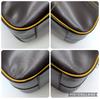 Prada 2000 FW Archive Y2K 2000 1990s 00s Bowling Bag Mini Boston Handbag Chocolate Brown Mustard Yellow Stitching Genuine Leather