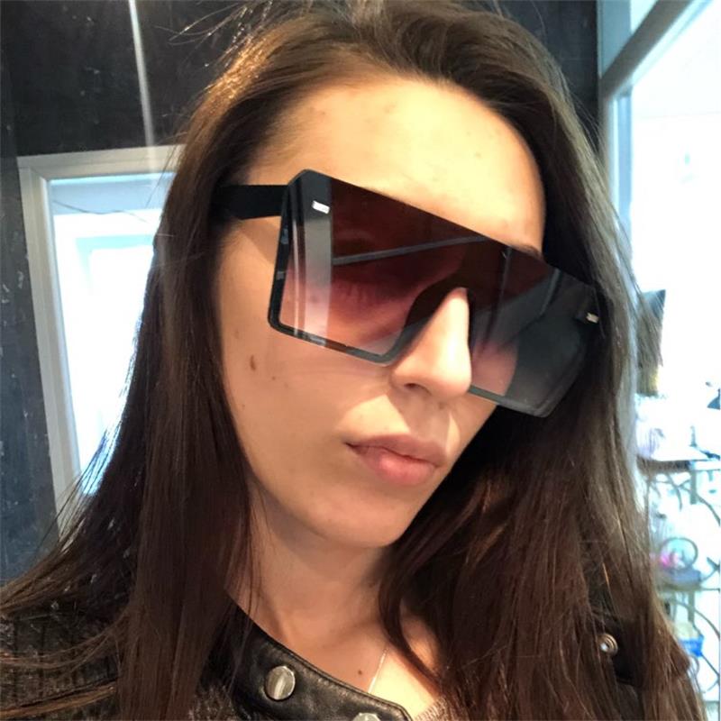 Oversized Plastic Shield Sunglasses Women Black Big Frame Vintage UV Protection Luxury Designer Rimless Sun Glasses For Men