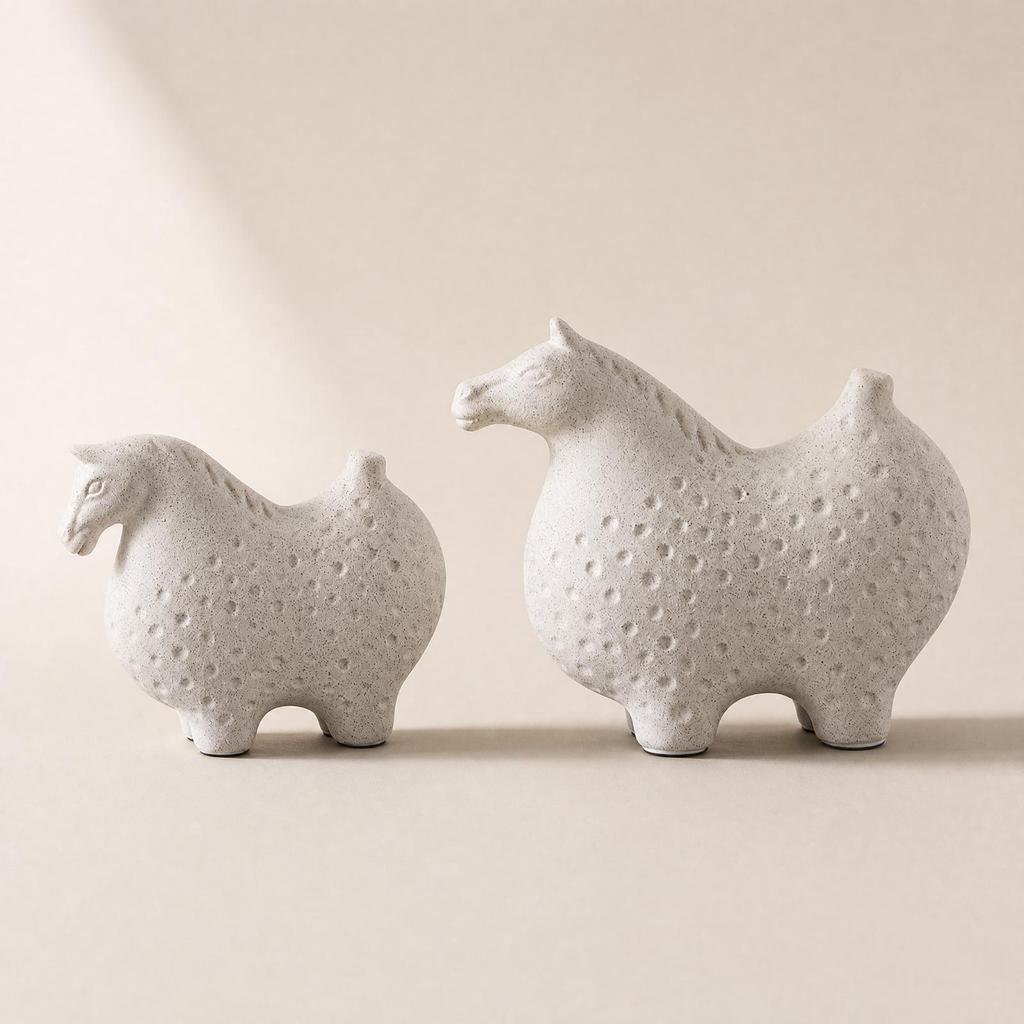 Abstract Horse Sculpture Textured Spotted Figurine Stable Cabinet Decorative for