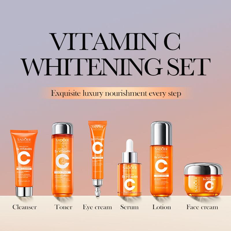 Five-fold Vitamin C Skin Care Anti-aging Anti-Wrinkle Luxury Set Whitening and Brightening Skin Care Six-piece Gift Box Facial Treatment