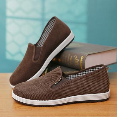 Old Beijing Cloth Shoes Men's and Women's Corduroy Breathable Casual Non-slip Wear-resistant Walking Flat-soled One-pedal Soft-soled Work Shoes