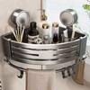 Baihan Bathroom Suction Cup Storage Shelf Triangle Rack Toilet Wall Hanging Bracket Wall Corner Shelf Organizer