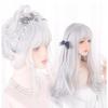 RyuuCos Lolita Wig, Long Hair, Curly Hair, Straight Bangs, Silver/Gray, Cosplay, Summer Night Glow, Natural, Harajuku Style, Heat Resistant, Disguise,