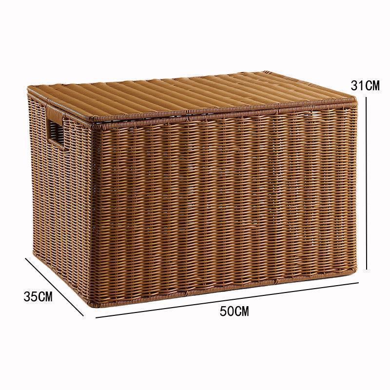Extra großer Aufbewahrungskorb aus geflochtenem Rattanimitat mit Deckel für Kleidung