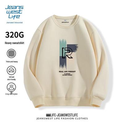 JEANSWEST LIFE Men's Letter Print Round Neck Sweatshirt