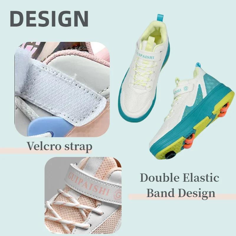 Beginner Quad Skates with Breathable Mesh Brake System  Kids Adjustable Roller Skates 4 Wheels Double Bearings Magic Strap Gift