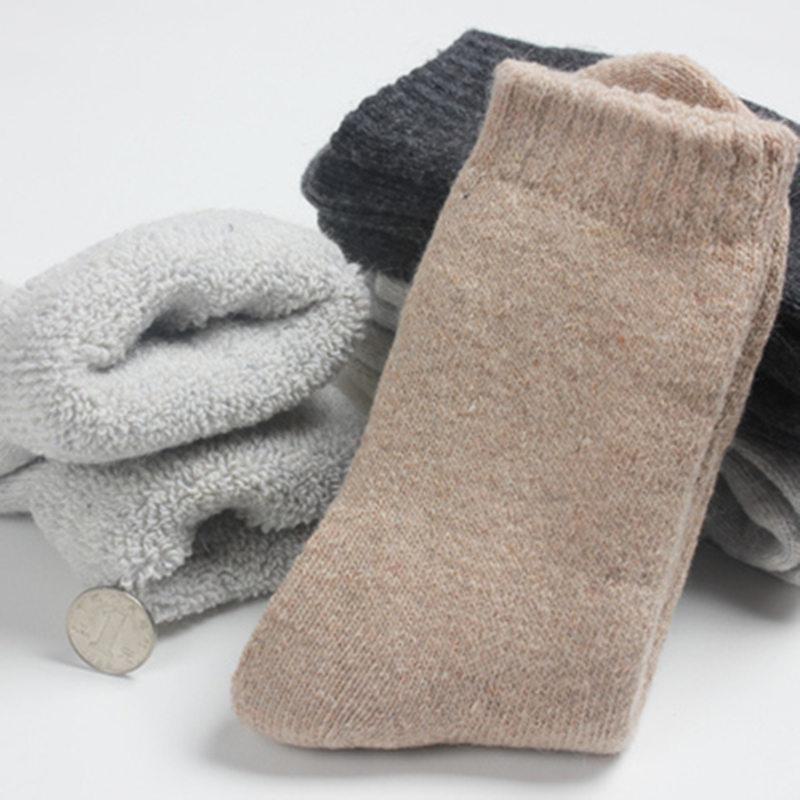 Unisex Thick Wool Terry Socks: Large Size, Warm, Mid-Tube, Solid Colors, Plus Velvet for Autumn and Winter