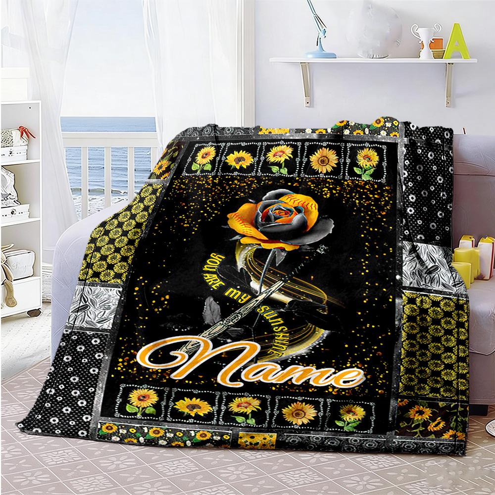 Sunshine Customize Your Name Blanket Multi-purpose Personalized Blanket Soft Warm Cozy Perfect for Seaside Nap Bedding Picnics for All Occasions