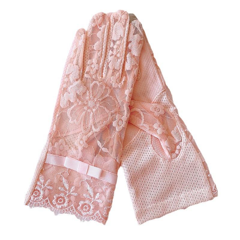 Women's Summer Ice Silk Lace UV Protection Gloves - Non-slip, Breathable, Cool for Electric Bike Driving
