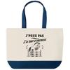 Large Blue Bottom Tote Bag I Can't I Have Show Jumping I Can't Minimalist | 170 G/m² Cotton Canvas 27 L Inner Pocket