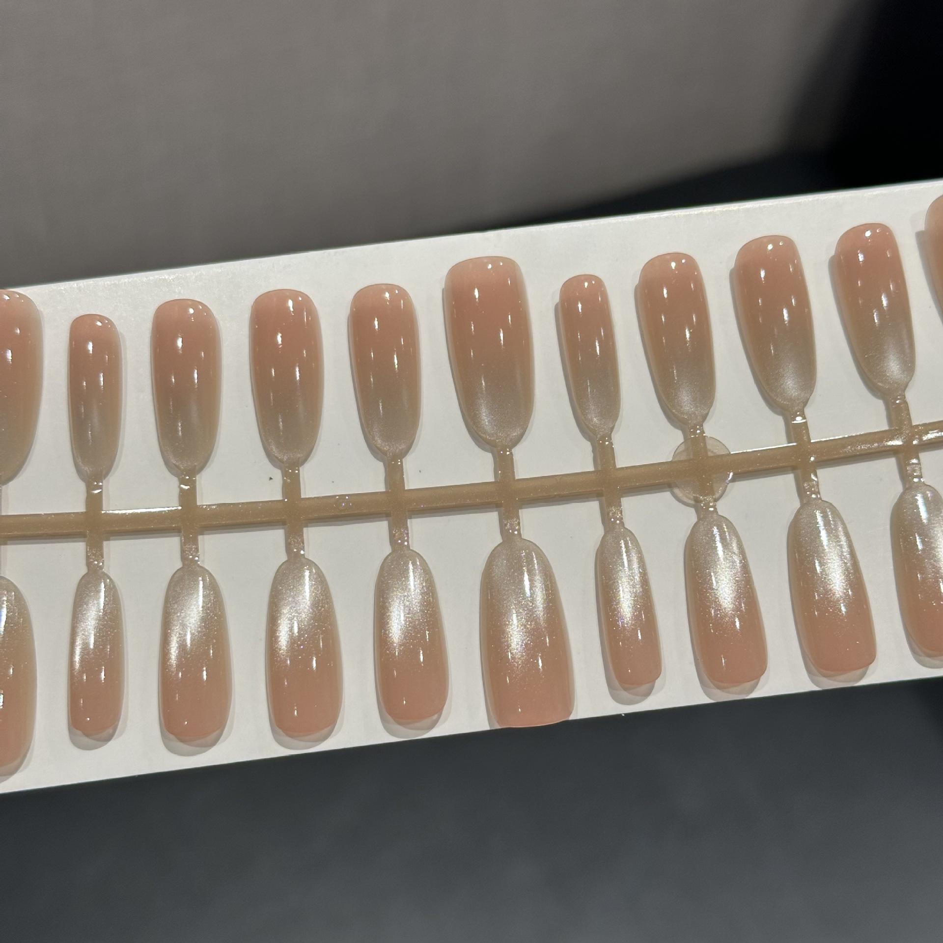 White Moonlight Gradient Nail Tips - Handmade Light-Chasing Nude Color Nails