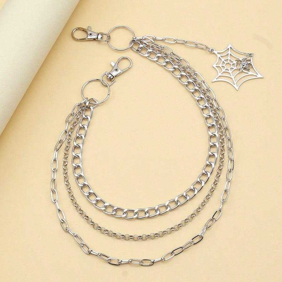 European and American Jewelry Trend Punk Style Personality Three-layer Spider Web Jeans Chain Hundred Decoration