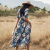 2023 Summer New Sexy Printed Bohemian Dress with Waistline Slimming Women's Clothing