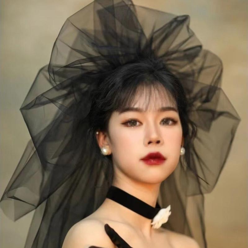 Bridal Veil Bride Princess Tulle Headscarf Gothic Black Bachelorette Party Hen Party Bride Veil Hen Party Head Scarf