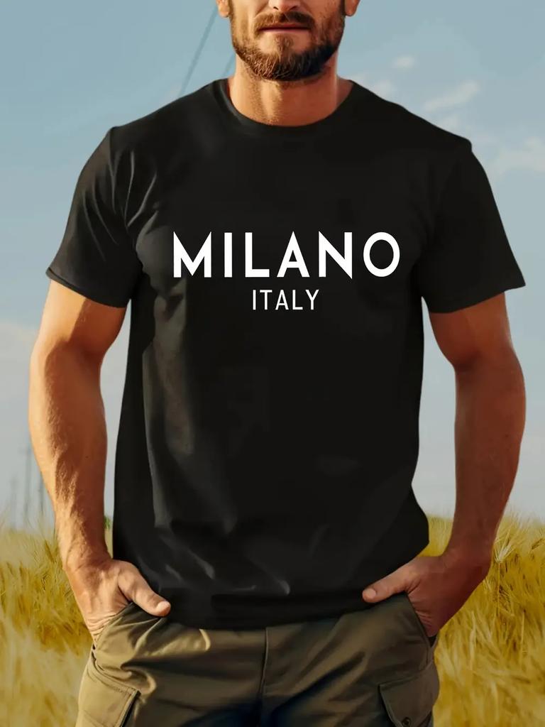 Casual Short Sleeve T-shirt - Milano Italy Graphic Print