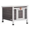 Outdoor Cat House Wooden Feral Cat Shelter with Roof & PVC Door Flaps