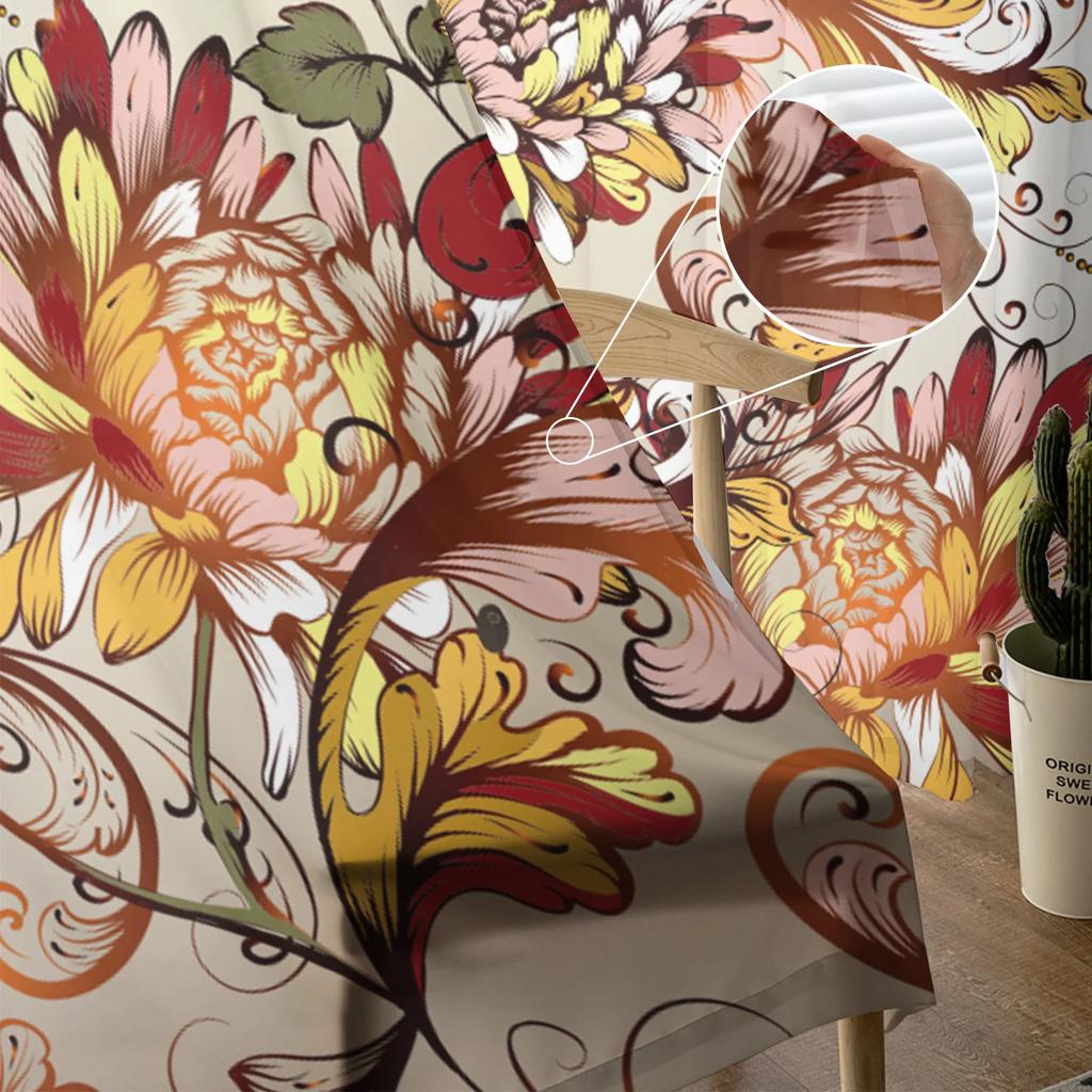 Dragonfly Flowers Curtain Living Room Voile Window Blinds Bedroom Tulle Drape Kitchen Cortinas Hall Curtains Light Filtering Polyester Ideal For Great