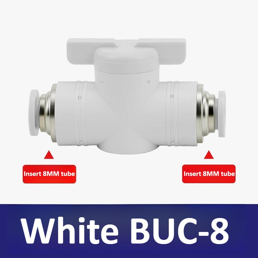Black and White BUC-4mm/6mm/8mm/10mm/12mm Pneumatic Switch Quick Insertion PU Flow Limiting Ball Air Pipe Joint Manual Valve