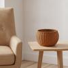 Tea-Brown Woven Organizer Tabletop Round Belly-Shaped Basket Rustic