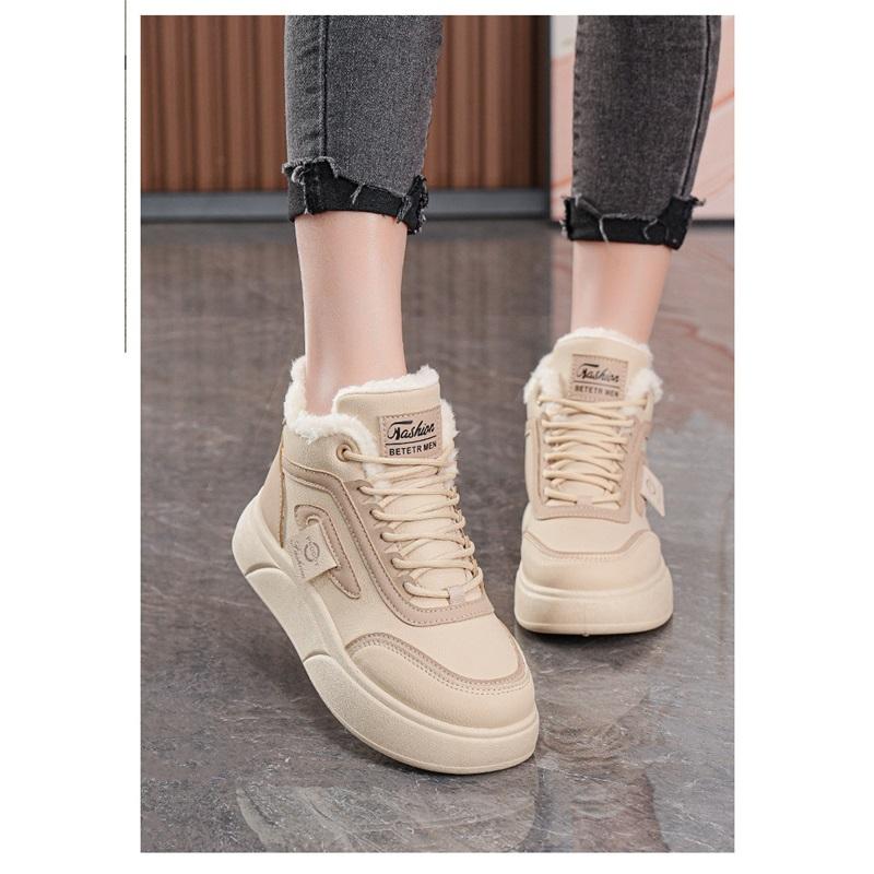 Women's Winter High Top And Thick Velvet Warm Casual Sports Cotton Shoes