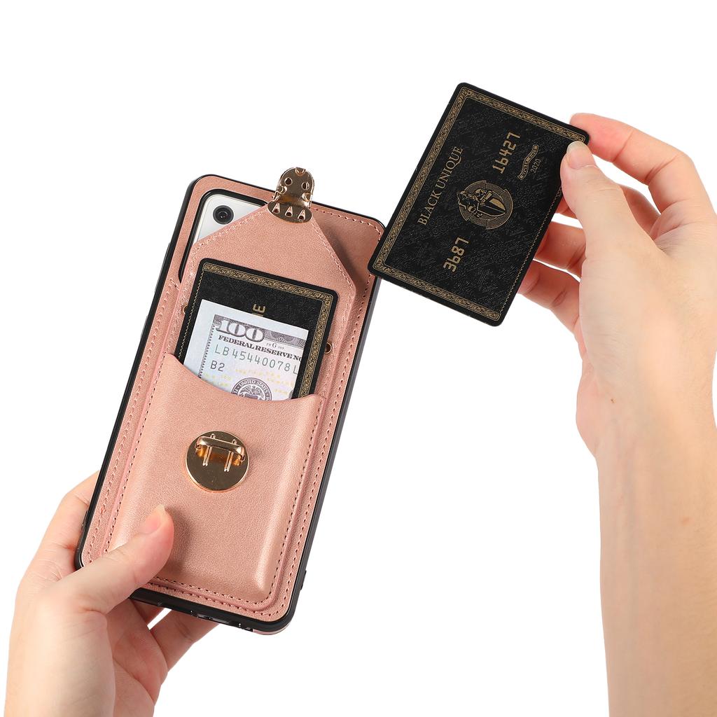 For Samsung Galaxy A53 5G Card Holder Anti-drop Shell PU Leather+TPU Back Case Kickstand Phone Cover