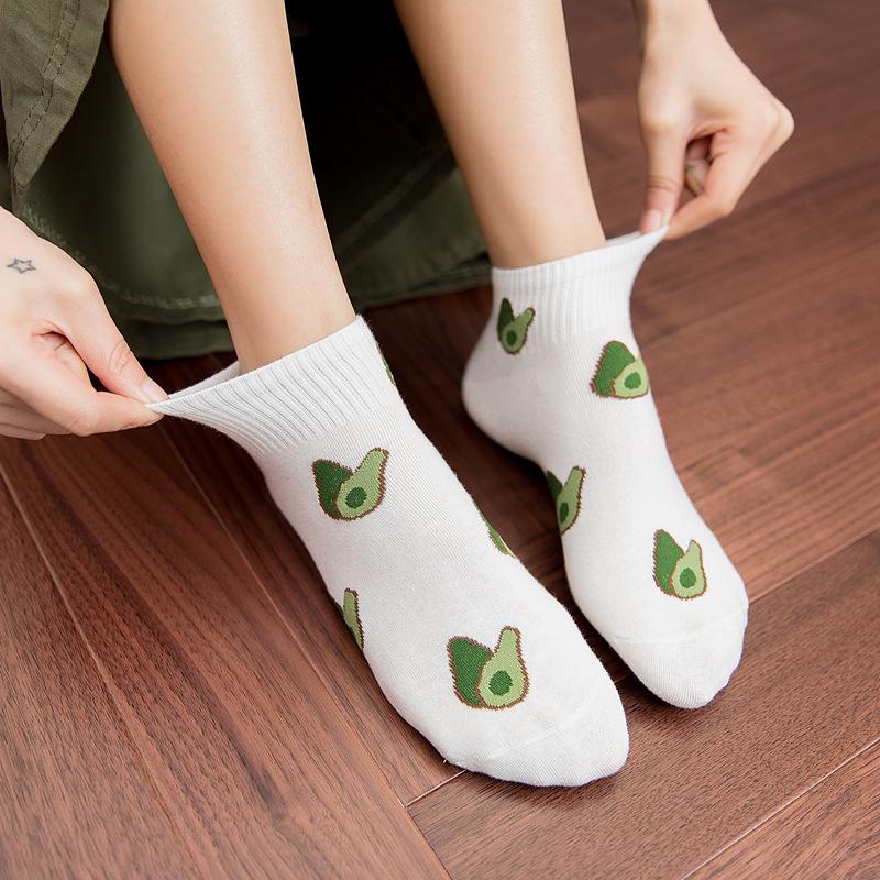 Women's Avocado Spring/Summer Low-Cut Socks - Japanese Fruit-Inspired Design