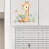 1pc Cartoon Animal Giraffe Reading Books Wall Decal Butterfly Flower Art Wall Sticker Bedroom Living Room Background Wall Decor