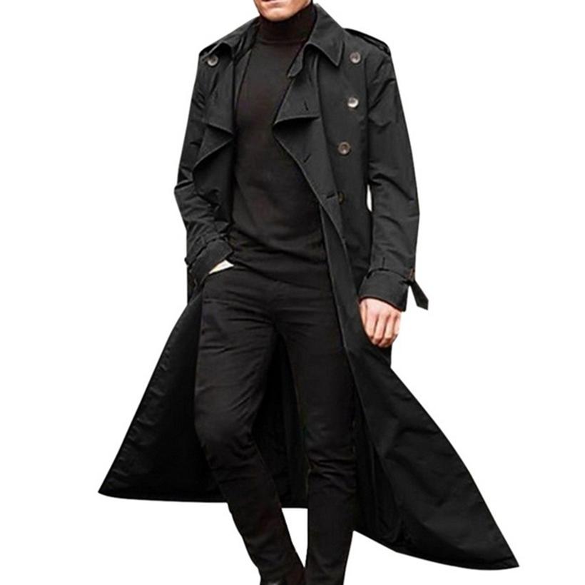 Trendy Men's Trench Coat Slim Fit Casual Male Autumn Lapel Double Breasted