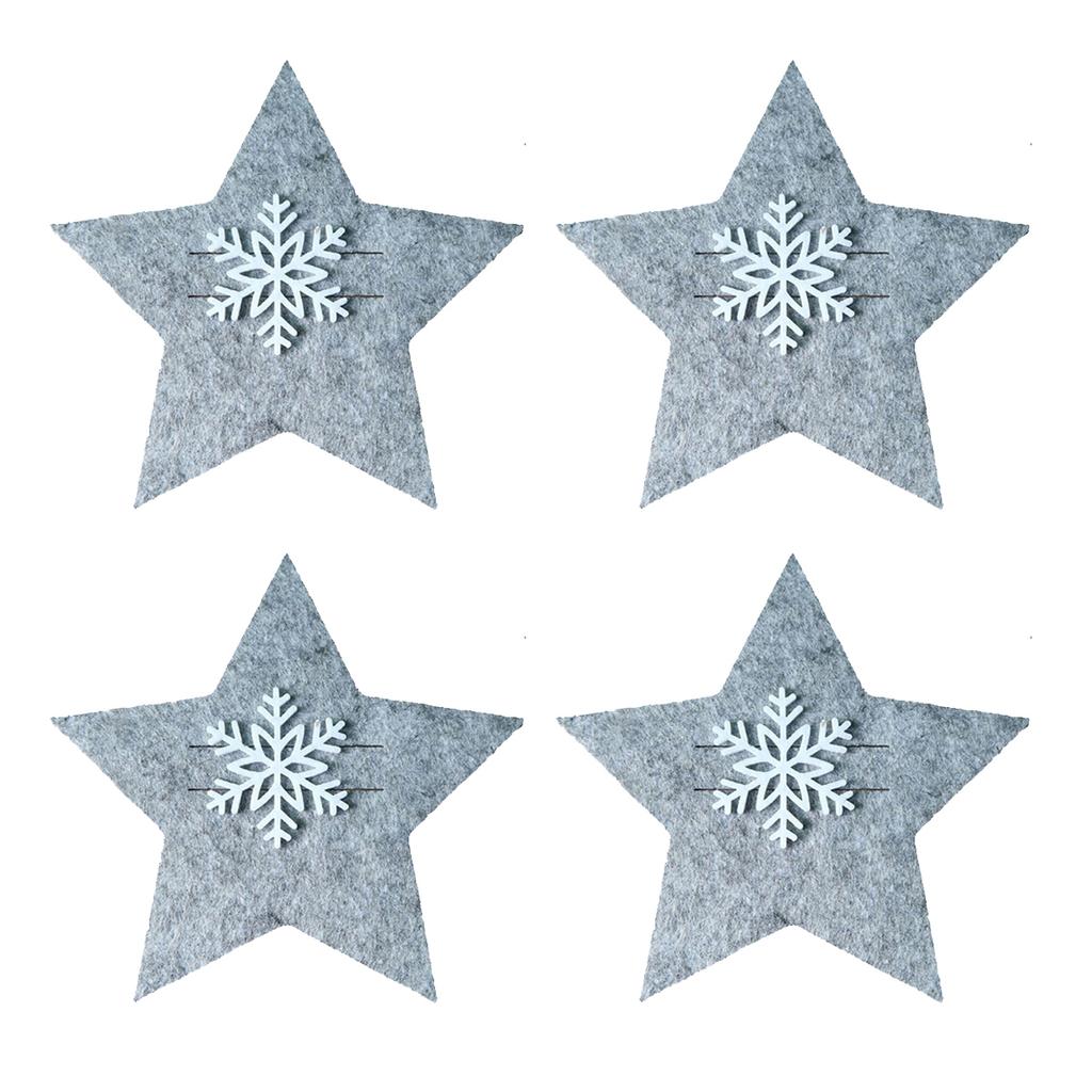 4PCS Christmas Cutlery Holder Bags Snowflake Xmas Tree Knife And Fork Pocket Cutlery Bag Xmas New Year Dinner Table Decorations