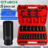 25-Piece Heavy-Duty Air Impact Torx Socket Set with Extended Reach and Electric Wrench Compatibility