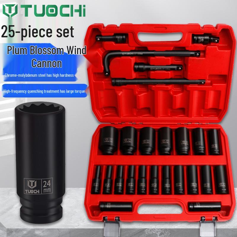 25-Piece Heavy-Duty Air Impact Torx Socket Set with Extended Reach and Electric Wrench Compatibility