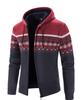 Men's Autumn Winter Zippered Hooded Sweater Cardigans - Thick Patterned Warm Knitwear for Casual Style