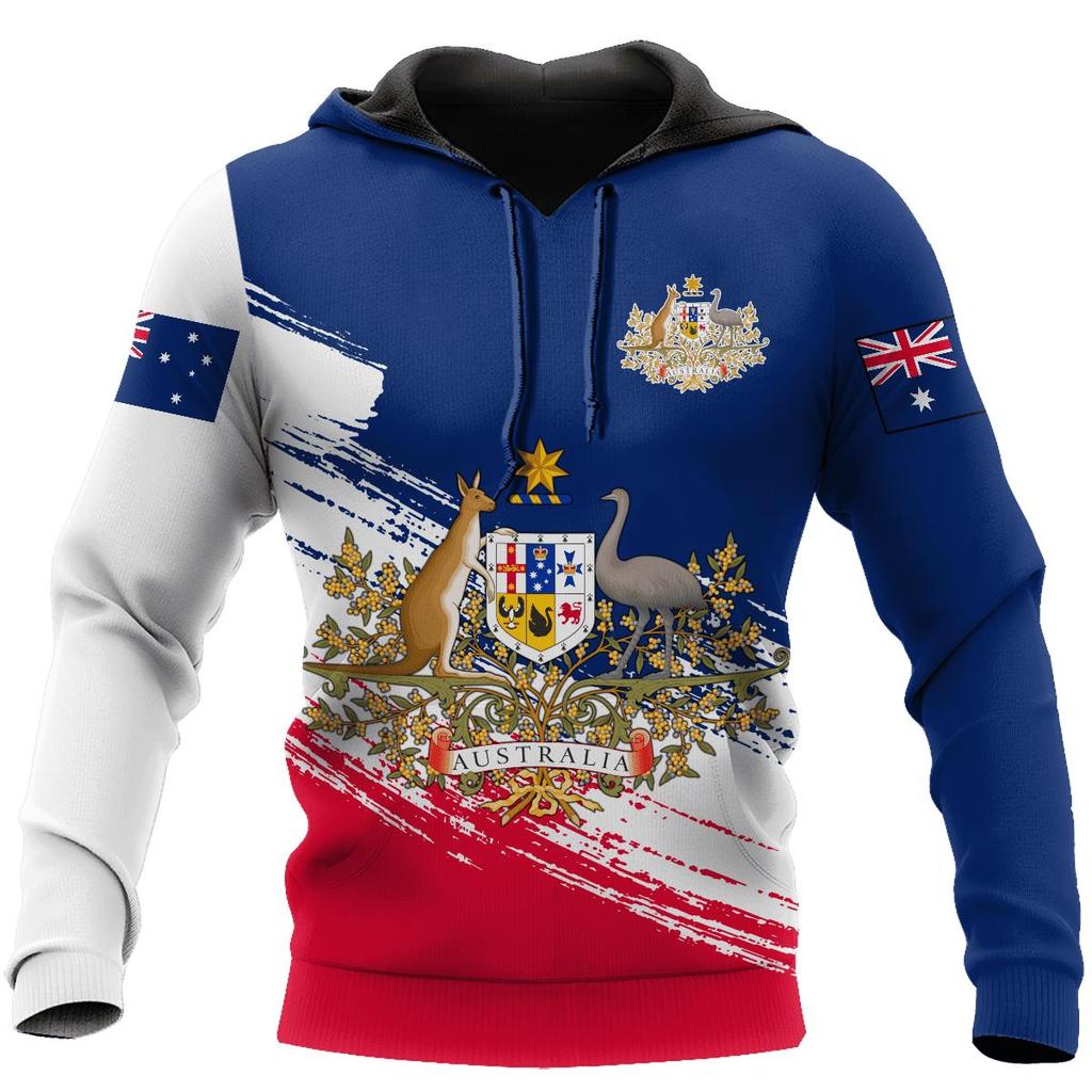 2026Australia Men's Hoodies 3D Full Printing Kangaroo Autumn Long Sleeve Casual Australia Flag Streetwear Designer Hooded Hoodie