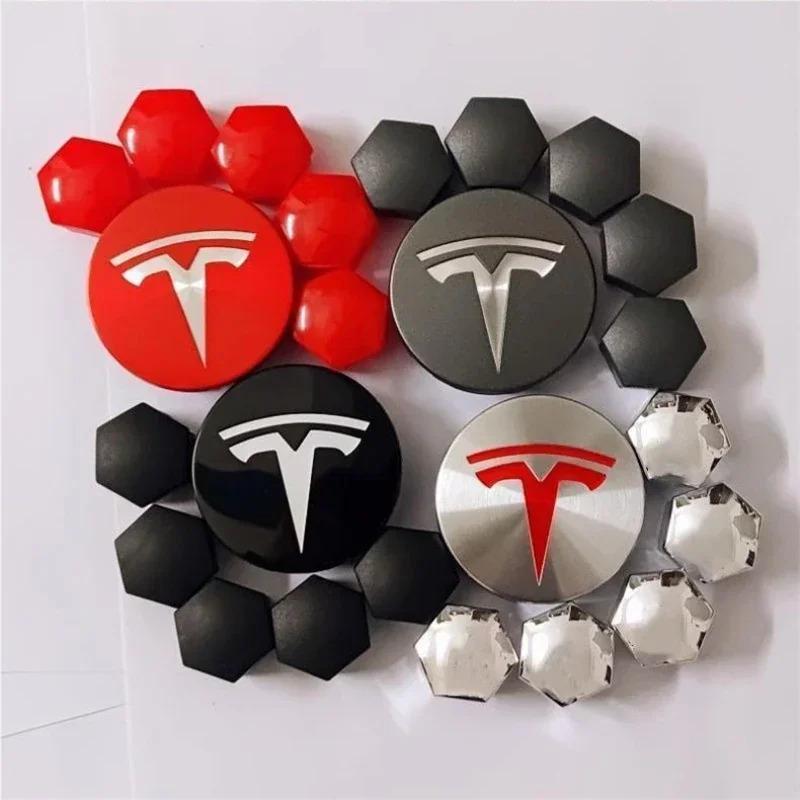 Wheel Center Hub Caps for Tesla Model 3 Y S X 25pcs 29pcs Car Valve Cap Tire Lug Nut Protective Covers Modified Decoration