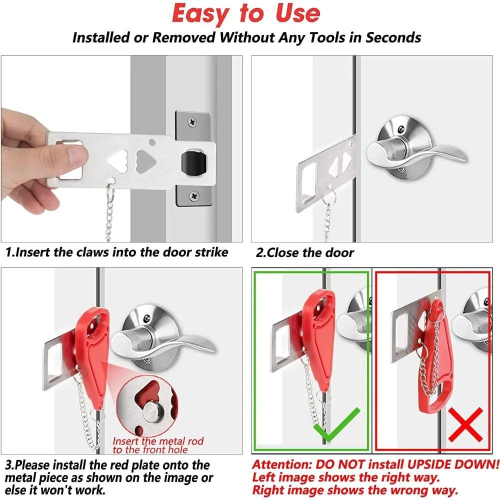 Metal Lock Anti-theft Chain Lock Battery-Free Security Door Lock Universal Lock College Dorm