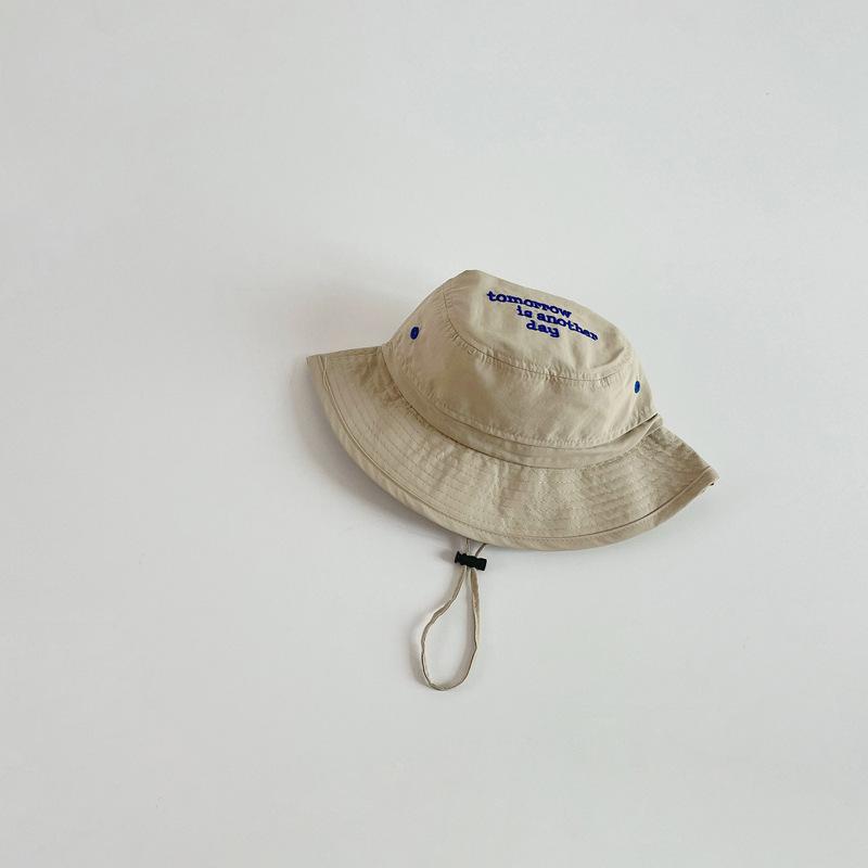 

Quick-Dry Bucket Hat for Kids Solid Color Letter Boys Girls Fisherman Hats UV Protection Children Panama Basin Cap 46-50cm бежевый