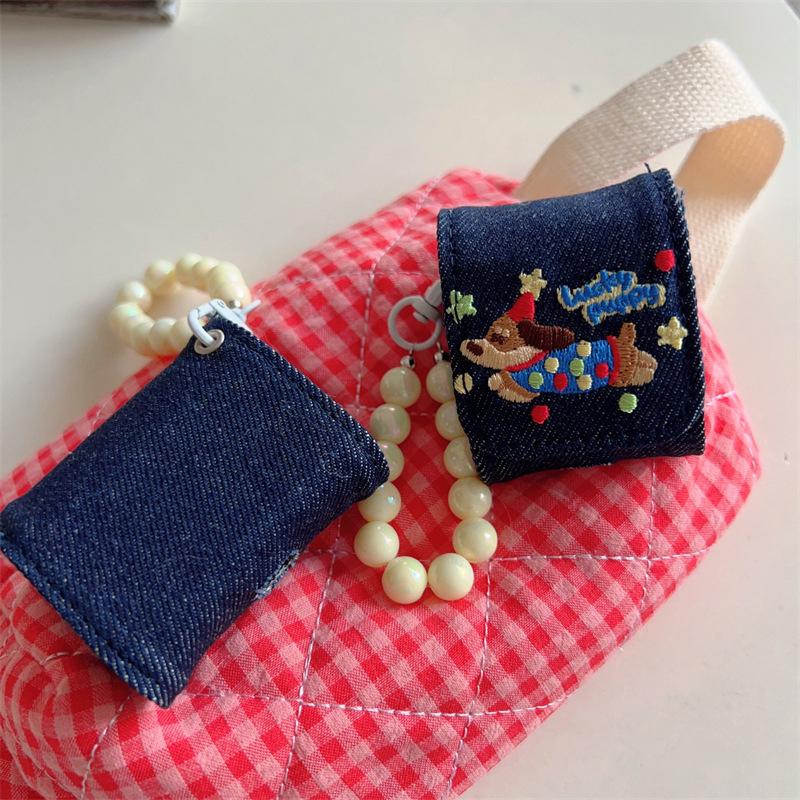 Cute Denim Earphone Bag Case For Earphone Protector Cover Headset Box Cases Wireless Bluetooth Earphone Accessories