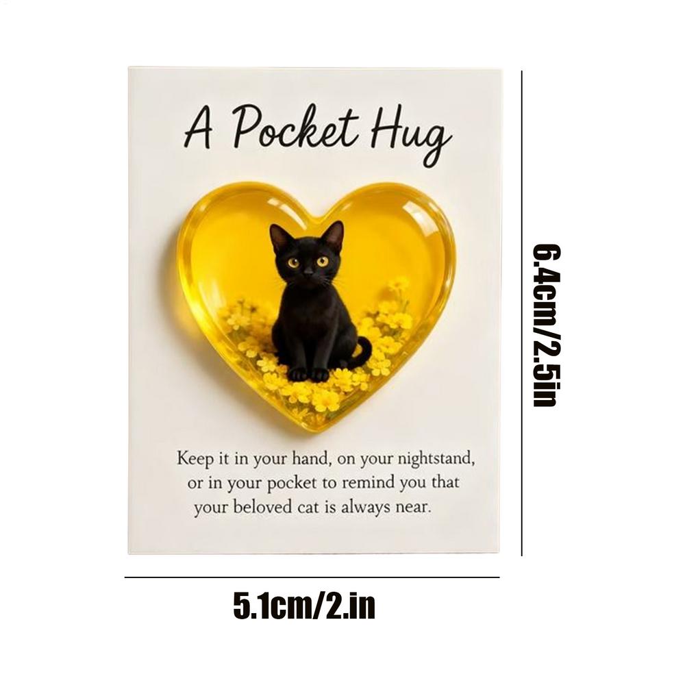 

Cat Keepsake Motivitional Heart-Shaped Souvenir Cat Table Decoration With Positive Card For Pet Lover Sympathy Home Bookshelf жовтий