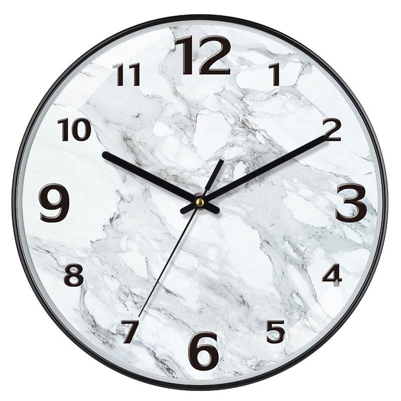 12 Inch 30cm Living Room Home Fashion Modern Simple Marble Pattern Decoration Creative Quartz Clock Wall Clock