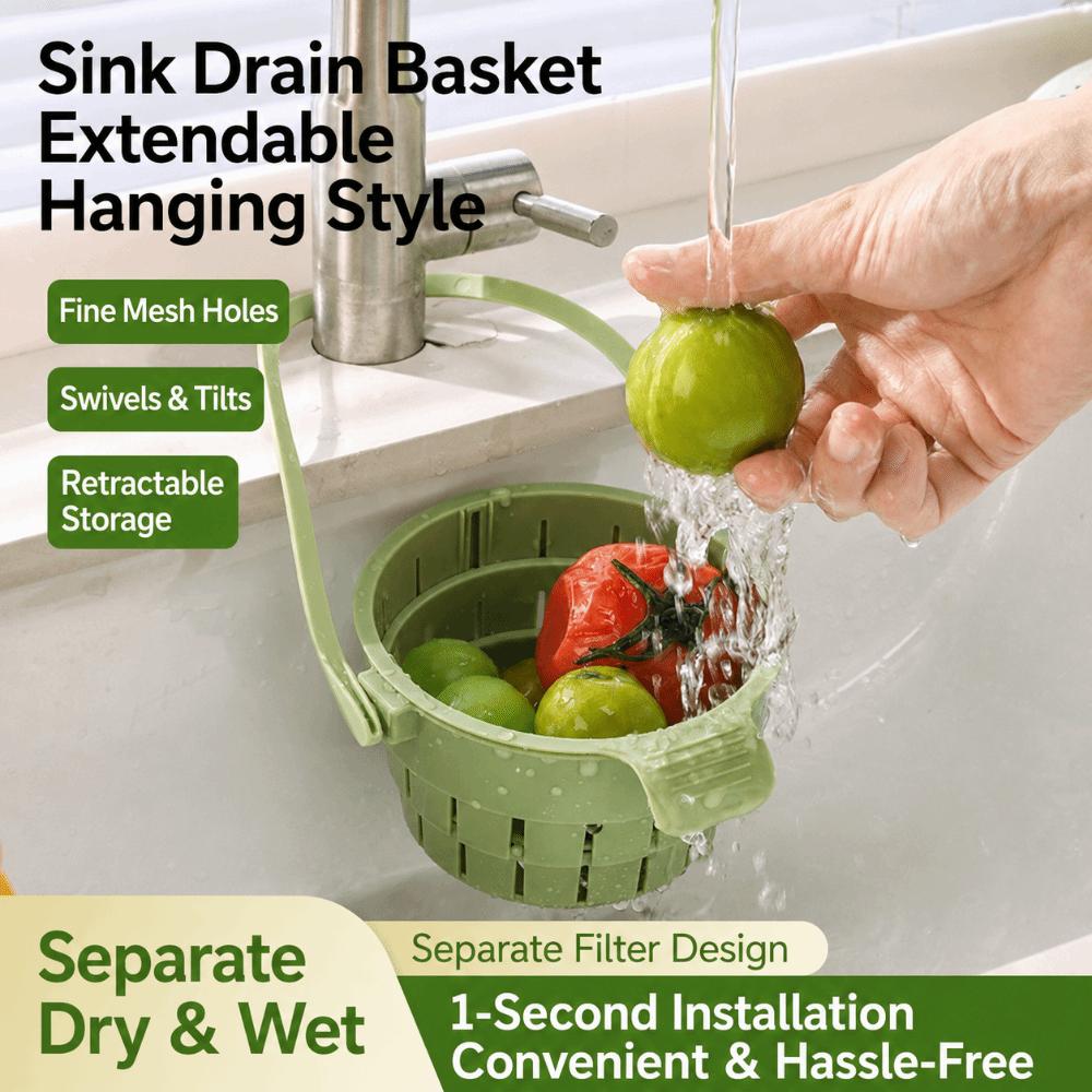Retractable Fruit Washing Basket Hanging Food Strainer Filter  Kitchen Supplies