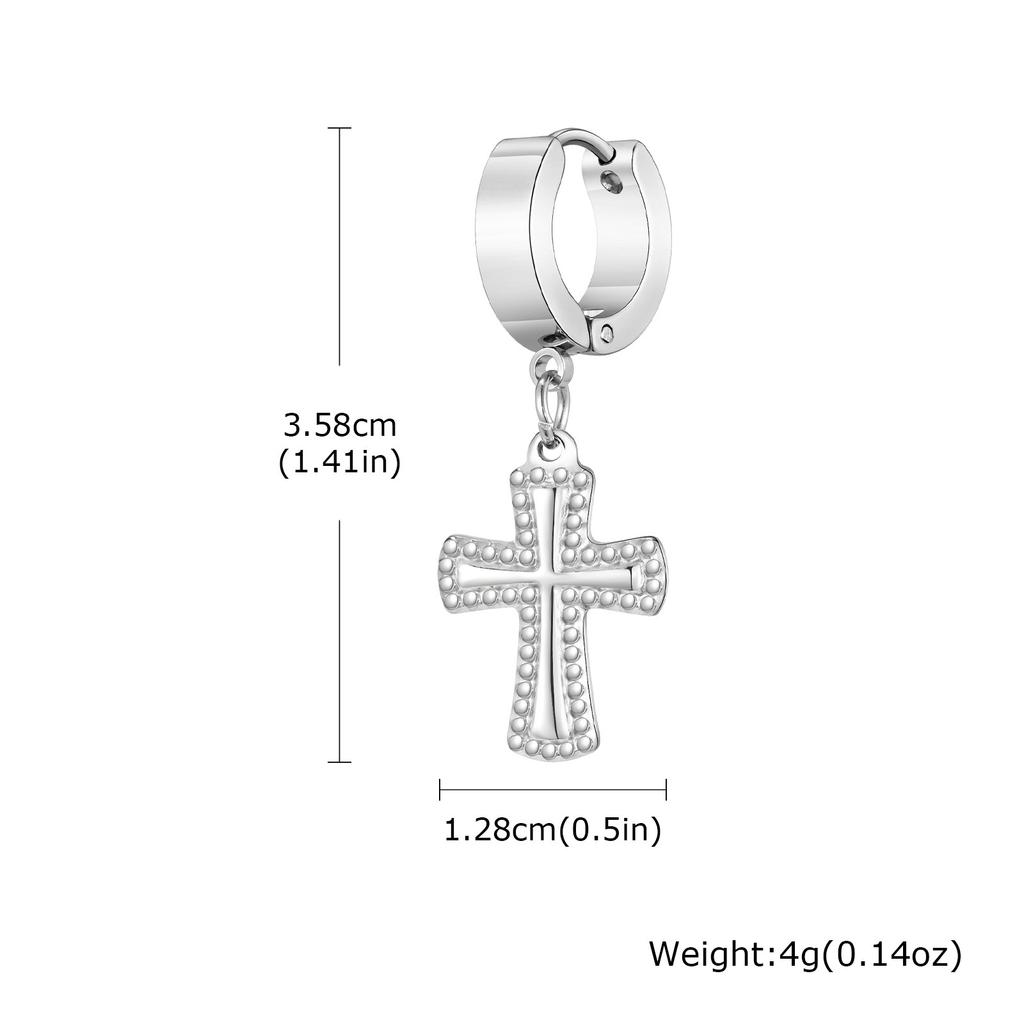 Stylish Cross Dangle Earrings for Men Boys,Stainless Steel Cross Huggies Hoop Earring,Trendy Jewelry Gifts